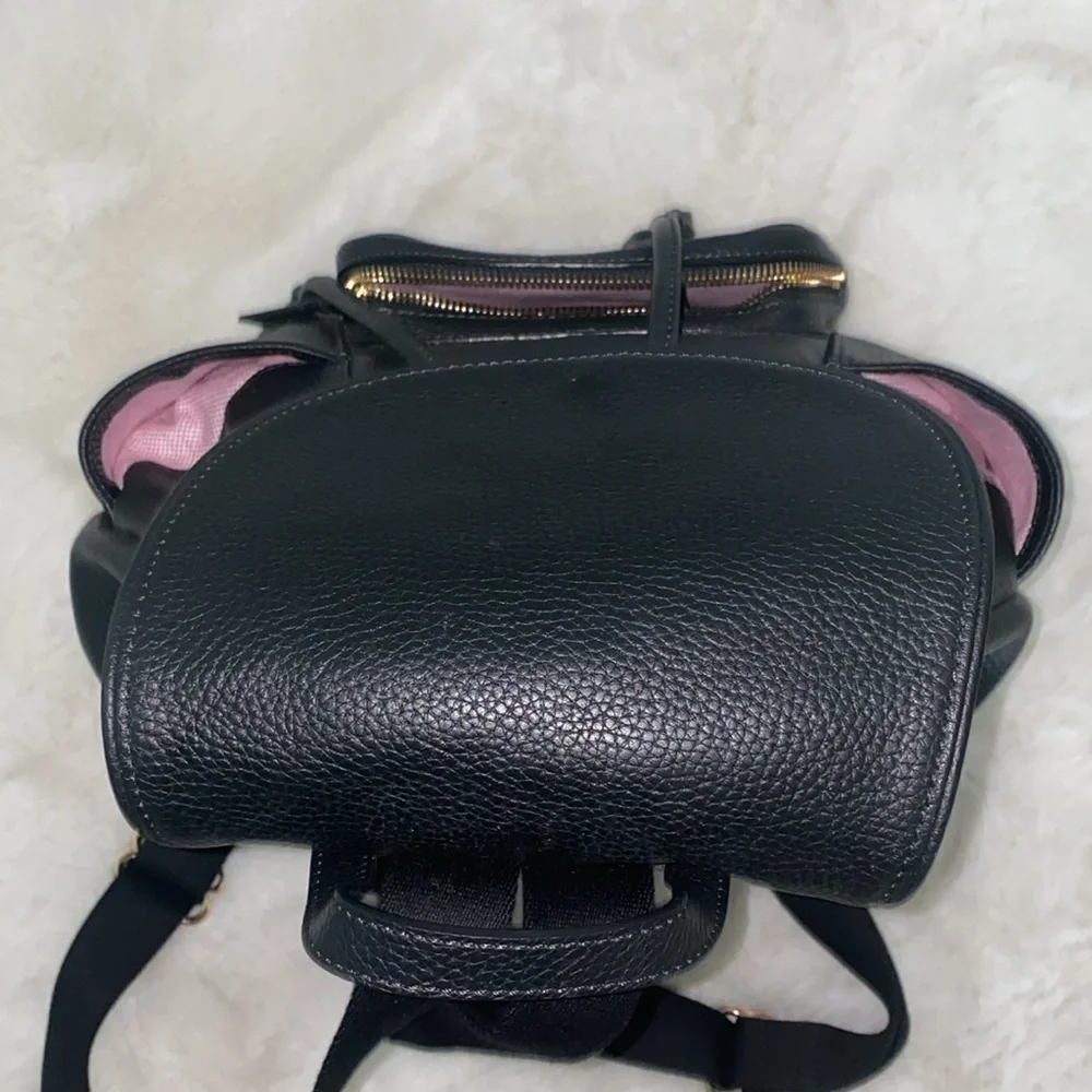 Y2K Black Leather Dooney & Bourke XL Backpack with Pink Lining